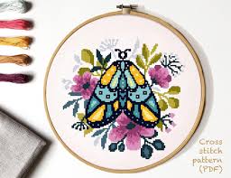 To count rows in stocking stitch, either count each row of vs on the knit side (as shown left) or the top bumps of the ridges on. Modern Cross Stitch Butterfly Pattern Counted Cross Stitch Embroidery Hoop Art Pdf Pattern Download Diy Wall Decor Gift Sewing Fiber Craft Supplies Tools