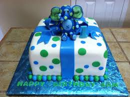 Square Simple Birthday Cake For 3 Year Old Boy First Birthday Cake Elephant Birthday Cakes Baby Birthday Cakes First Birthday Cakes