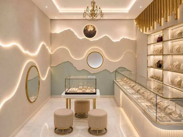 Elevate your jewellery brand with UMI Interiors, experts in designing  elegant and customer-friendly jewellery showrooms. We provide services like  custom display units, ambient lighting, space planning