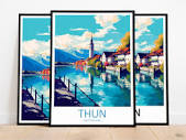 Thun Travel Print Art Thun Poster Switzerland Wall Art Decor Thun ...