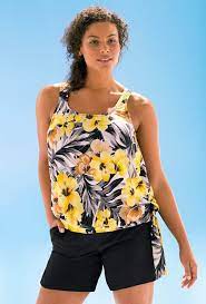 Pin By Elsa Maria Garay Davila On Trajes Bano In 2021 Plus Size Swimwear Swimsuits Blouson Tankini Top
