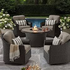 Member S Mark Agio Heritage 5 Piece Outdoor Fire Pit Chat Set With Sunbrella Fabric Sam S Club Outdoor Patio Decor Outdoor Patio Furniture Sets Outdoor Furniture Sets