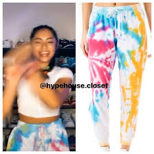 Black And Blue Tie Dye Sweatpants The Hype House Closet On Instagram Avani Via Her Tiktok On Mar 22nd 2020 Wearing 1 Lfstores Firework Tie In 2020 House Clothes Sweatpants Teenager Outfits