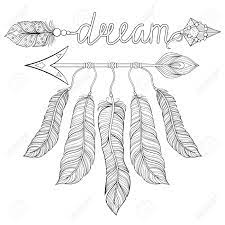 boho chic reve ethnique arrow avec plumes capteur de reves style indien americain dessine a la main illustration zentangle pour pages colorier adultes art therapie impression tribale t shirt tatouage au henne clip coloriage du drapeau syrie