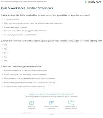 What is a position paper? Quiz Worksheet Position Statements Study Com