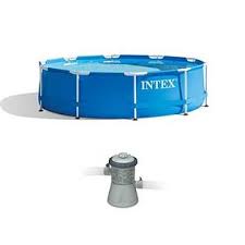 Intex 10 X 2 5 Foot Round Metal Frame Above Ground Pool 330 Gph Filter Pump