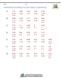 This page contains navigation to all decimal topics and combined review. Ordering Decimals Up To 3dp