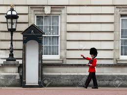 ‪guard change at buckingham palace today at 11am with the 5th battalion the rifles with music from the band of the bugles and rifles and the band of the welsh guards for more info. The Queen S Guard On Duty At Buckingham Palace The Official Stock Photo Picture And Royalty Free Image Image 69515471