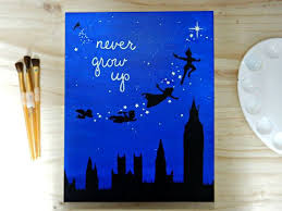 Never Grow Up Quote Peter Pan Silhouette Handmade Disney Etsy Disney Art Diy Disney Canvas Art Disney Canvas