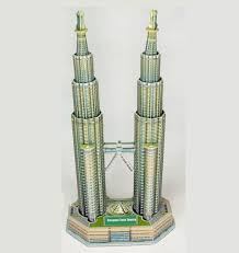 Famous Buildings 3d Puzzle Petronas Twin Tower Diy Paper Models For Kids Buytra Com