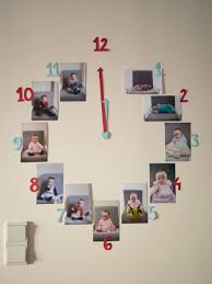 Clock With Photos From The First Year Of Life Party Decoration Red And Blue First Birthday Decorations First Birthday Party Decorations Baby First Birthday