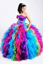 European Root Yarn Ball Gown Rainbow Quinceanera Dresses Puffy Organza Bling Crystal Sequins Sweet 16 Rainbow Wedding Dress Rainbow Dress Masquerade Ball Gowns