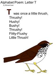 Birds That Start With The Letter T Edward Lear Alphabet Poem Letter T Alphabet Poem Hindi Poems For Kids Letter T