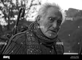 Vieux berger espagne Banque d'images noir et blanc