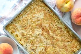 You mix your ingrediants put them in a dish and then dump the cake part on top. Peach Dump Cake 4 Ingredients Spend With Pennies