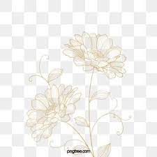 Golden Line Line Drawing Flower Flowers And Plants Plant Leaf Element Flowers Line Drawing Flower Clipa Flower Line Drawings Flower Drawing Flower Illustration