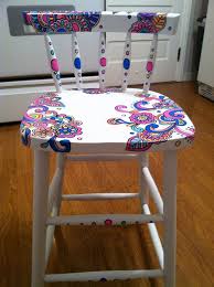 Pin By Connie Kelley On Refurbished Furniture Painted Wooden Chairs Funky Painted Furniture Painting Wooden Furniture