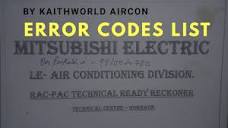 Mitsubishi electric ac error codes list - YouTube