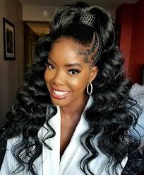 High Ponytail With Freestyle Braids High Ponytail Hairstyles Ponytail Styles Weave Ponytail Hairstyles