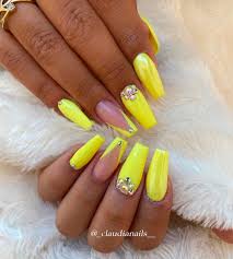 Check out our yellow coffin nails selection for the very best in unique or custom, handmade pieces from our craft supplies & tools shops. Stylishbelles On Twitter Gorgeous Yellow Coffin Nails With Rhinestones And Accent French Nail Design Tap For More Https T Co Lrtttkp6gj Stylishbelles Summernails Summernailart Summernaildesigns Summernailcolors Yellownails Nail Nails