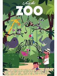 Visit The Zoo Poster Art Print By Gary Godel In 2021 Zoo Poster Design Zoo Prints Book Illustration Art