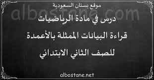درس قراءة البيانات الممثلة بالأعمدة للصف الثاني الابتدائي بستان السعودية