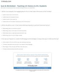Quiz Worksheet Teaching Us History To Esl Students