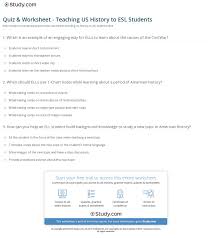 Quiz Worksheet Teaching Us History To Esl Students