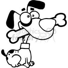 Black And White Dog With Bone In Mouth Black And White Dog Coloring Pages Dog Decals