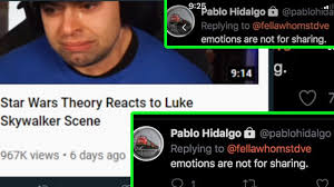 We looked inside some of the tweets by @pablo_adam and here's what we found interesting. Star Wars Pablo Hidalgo S Tweet Reopens The Last Jedi Wounds Variety