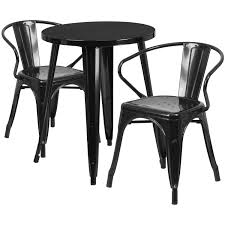 The most common outdoor metal table material is metal. Lancaster Home 24 Round Metal Indoor Outdoor Table Set With 4 Arm Chairs Black Patio Furniture Sets Dining Sets