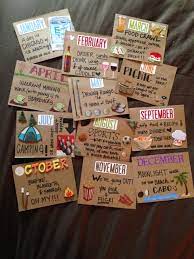 Eine tolle diy geschenkidee für freunde, familie, lehrer. I Made These Monthly Date Night Cards For My Bf For Xmas You Can Personalize Everything From The Crafty Geschenkideen Diy Valentinstag Fur Ihn Susse Geschenke