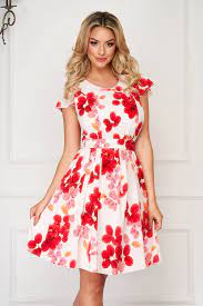 Maybe you would like to learn more about one of these? White Dress Elegant Daily Cloche Nonelastic Fabric With Floral Print Accessorized With Tied Waistband