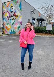 Winter Outfit Neon Pink Sweater Julia Marie B Curvy Winter Outfits Pink Sweater Outfit Winter Neon Pink Sweater