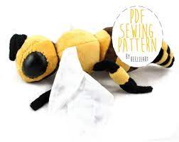 Bee Stuffed Animal Sewing Pattern Digital Download Www Beezeeart Com Animal Sewing Patterns Sewing Patterns Plush Pattern