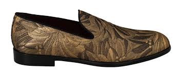 Let dillard's be your destination for your gold wedding and reception footwear needs, available in regular and extended sizes from all your favorite brands. Gold Bronze Jacquard Loafers Dress Shoes Brandsgateway