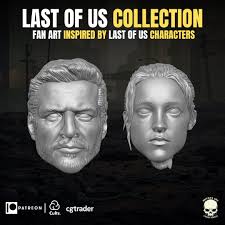 Last of Us Joel and Ellie Head Sculpt GI Joe Classified 1/12 Scale Head  Unpainted 1:12 Mezco, Black Series