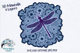 Download 3d Layered Mandala Dragonfly Mandala Svg 552518 Cut Files Design Bundles