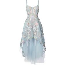 Marchesa Notte Floral Embroidered High Low Dress 1 095 Liked On Polyvore Featuring Dress Asymmetrical Prom Dress Floral Embroidery Dress Prom Dresses Blue