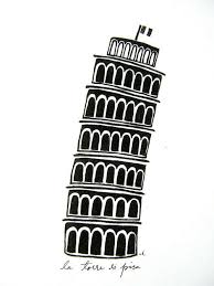 Black White Illustration Of The Leaning Tower Of Pisa Italy Italy Illustration Pisa Italy Art