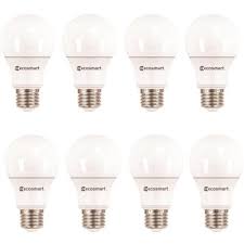 Ecosmart Part A7a19a40wesd01 Ecosmart 40 Watt Equivalent A19 Dimmable Energy Star Led Light Bulb Soft White 8 Pack Led Light Bulbs Home Depot Pro
