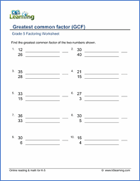 3 31 finding factors worksheet help. Grade 5 Factoring Worksheet Greatest Common Factor Of Two Numbers Greatest Common Factors Common Factors Worksheets