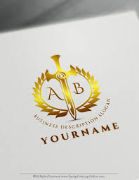 Sword Logo Maker Heraldic Symbol Laurel Wreath Logos Vintage Logo Maker Sword Logo Vintage Logo Design