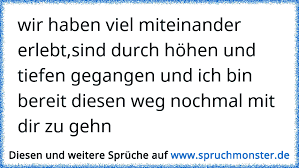 Wir Haben Viel Miteinander Erlebt Sind Durch Hohen Und Tiefen Gegangen Und Ich Bin Bereit Diesen Weg Nochmal Mit Dir Zu Spruchmonster De