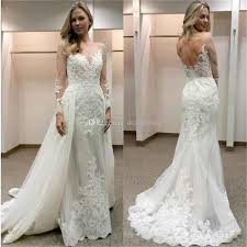 White wedding dresses weren't the standard in the west until the 1800s, when queen victoria sparked the enduring trend. New Designer White Wedding Dresses With Detachable Skirt Train Illusion Long Sleeves Lace Appliques Backless Bridal Gowns Vestido De Noiva From Dlovebridal 148 75 Dhgate Com