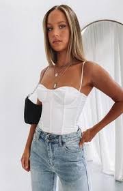 Maybe you would like to learn more about one of these? Zimi Bodysuit White Beginning Boutique Corset Top Outfit Top Outfits Corset Outfit