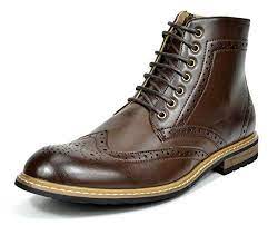 Bruno Marc Bergen 01 Men S Formal Classic Lace Up Leather Lined Perforated Design Tall Ankle Oxford Boots Dark Bro Leather Chukka Boots Boots Ankle Boots Dress