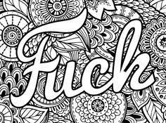 Swear word coloring page with cute cat. Swearing Coloring Pages