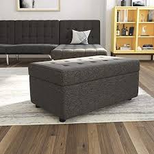 Gas lift pistons for easy access lift up storage. Dhp Emily Rectangular Storage Ottoman Modern Look With Tufted Design Lightweight Grey Linen Buy Online In Bahamas At Bahamas Desertcart Com Productid 40871239