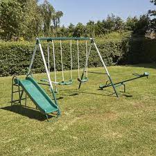 5 Piece Outdoor Garden Slide Seesaw Swing Set Freeport Park Playground Swing Set Swing Set Freeport Park
